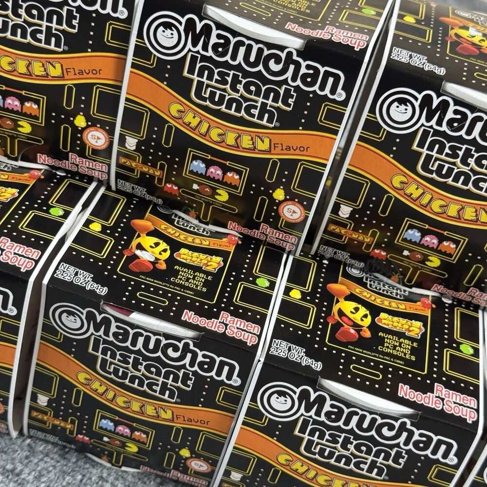 Pac Man World 2 - Maruchan Chicken Instant Ramen Noodle Soup lot of 12 9/26 exp